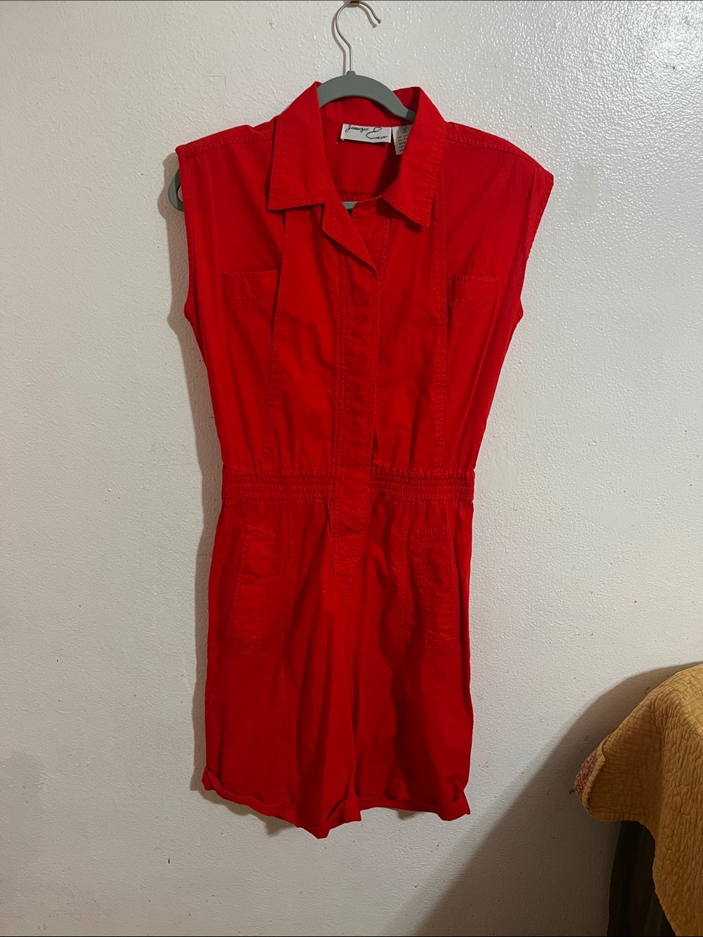 Women’s Red Collared Short Romper